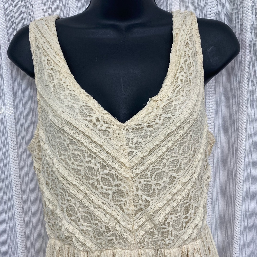 Elegant Cream Lace Maxi Sleeveless Dress‎ size S - Picture 2 of 11